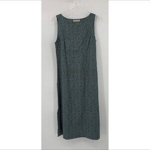 Flyshacker midi shift dress zipper sleeveless cotton blend blue floral new M